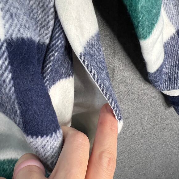 Denim & Co. Canyon Retreat Cozy Plaid Collared Button Front Shac Green X-Large - Picture 10 of 10